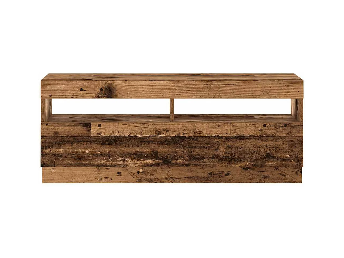 Meuble TV avec lumières LED vieux bois bois d'ingénierie
