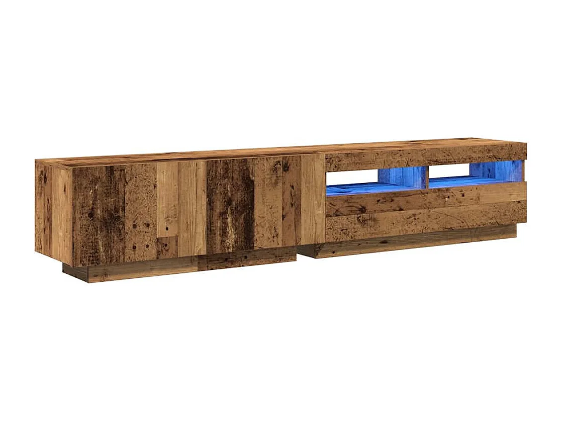 Meuble TV avec lumières LED vieux bois bois d'ingénierie