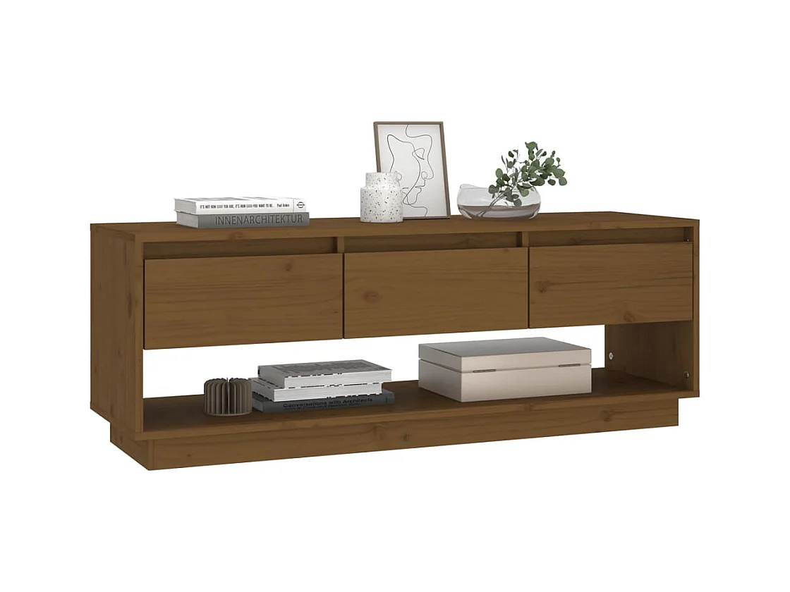 Mobile TV color miele 110,5x34x40 cm in legno massello di pino