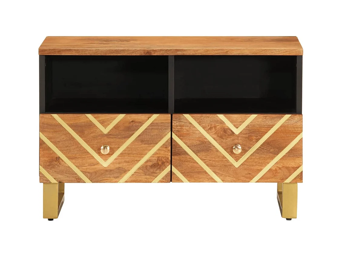 Bruin en zwart tv-meubel 70x33,5x46 cm massief mangohout
