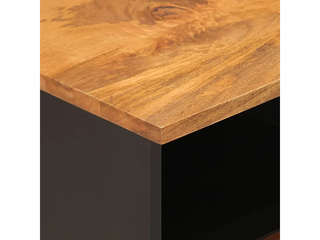 Bruin en zwart tv-meubel 70x33,5x46 cm massief mangohout