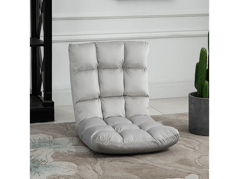 Canapé convertible 3-en-1, dossier réglable 13 positions, métal et mousse haute densité, gris (55x71x53.5cm)