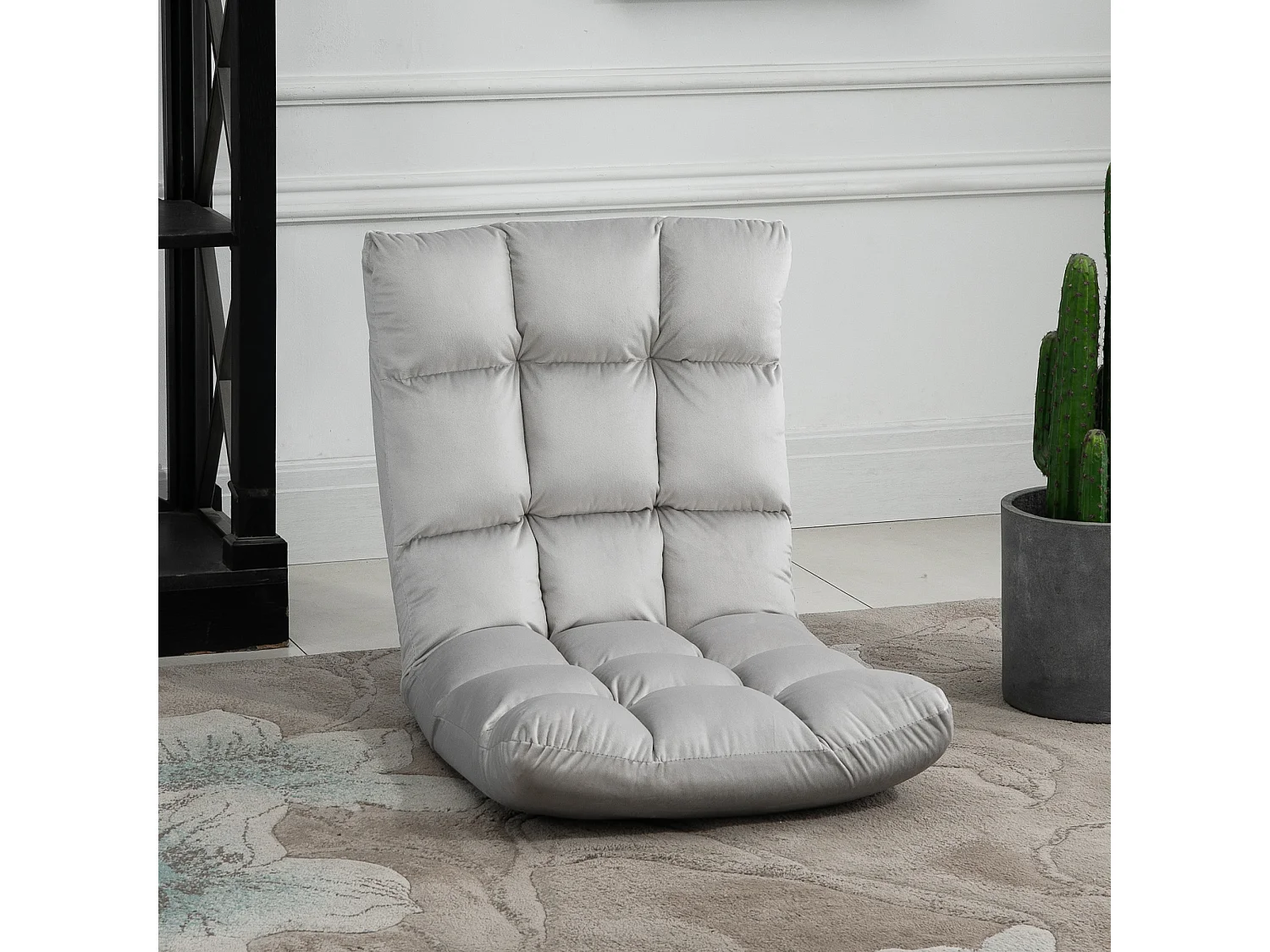 Canapé convertible 3-en-1, dossier réglable 13 positions, métal et mousse haute densité, gris (55x71x53.5cm)