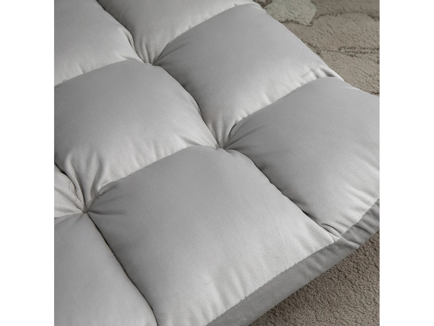 Canapé convertible 3-en-1, dossier réglable 13 positions, métal et mousse haute densité, gris (55x71x53.5cm)