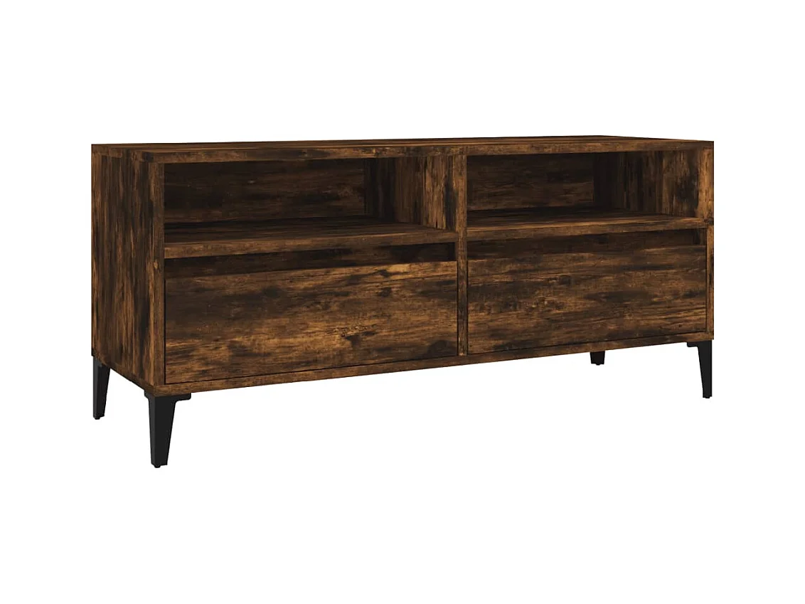 TV-meubel van gerookt eikenhout 100x34,5x44,5 cm bewerkt hout
