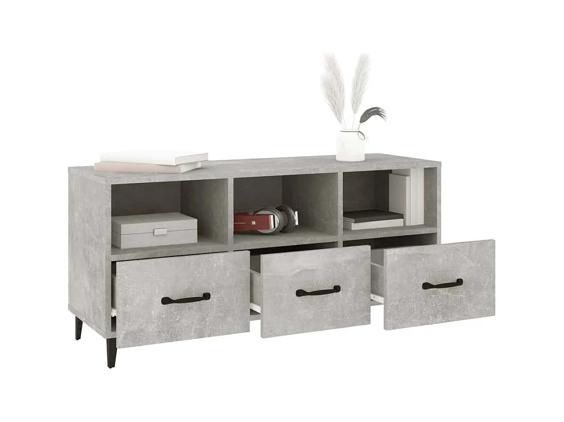 Meuble TV Gris béton 102x35x50 cm Bois d'ingénierie