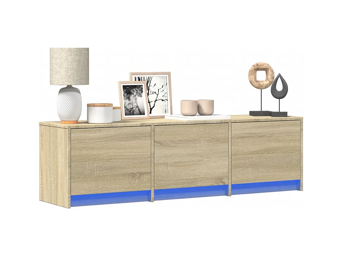 Mobile TV con LED in rovere Sonoma 140x34x40 cm in legno ingegnerizzato