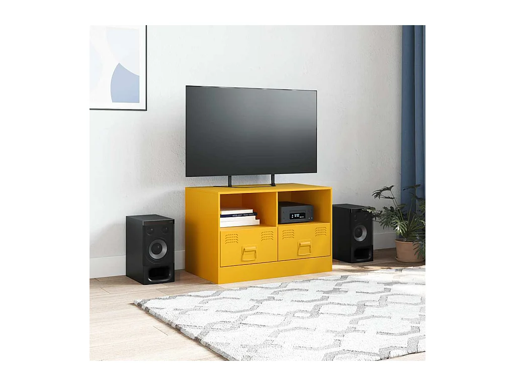 Meuble TV jaune moutarde 67x39x44 cm acier