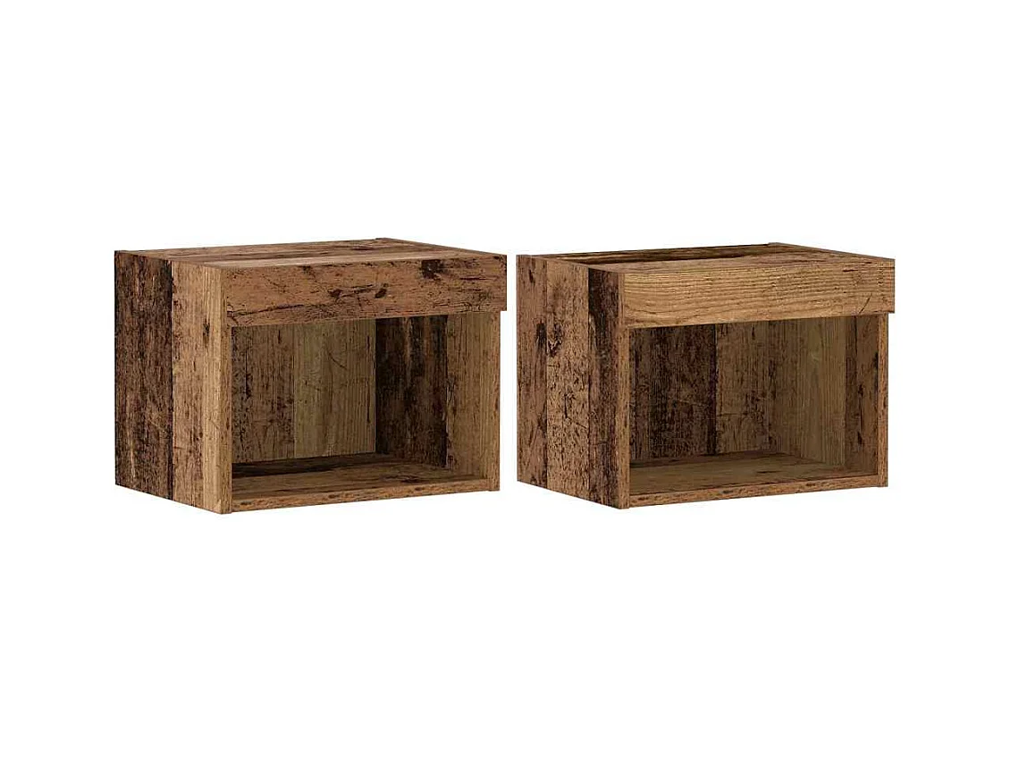 Hängeschränke mit LED-Beleuchtung 2 Stück Altholz 40x30x30 cm