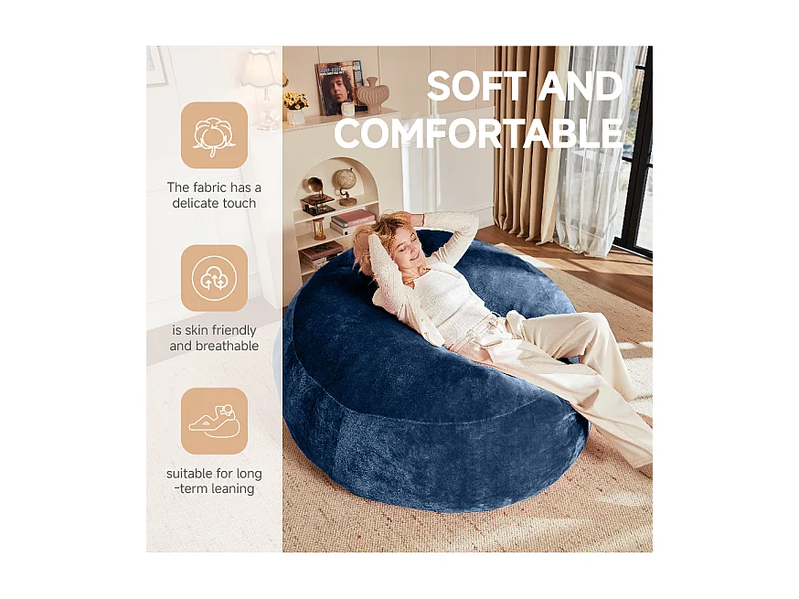 Borse da sella giganti, design ergonomico e ultra confortevole, schiuma, blu (90x90x50cm)