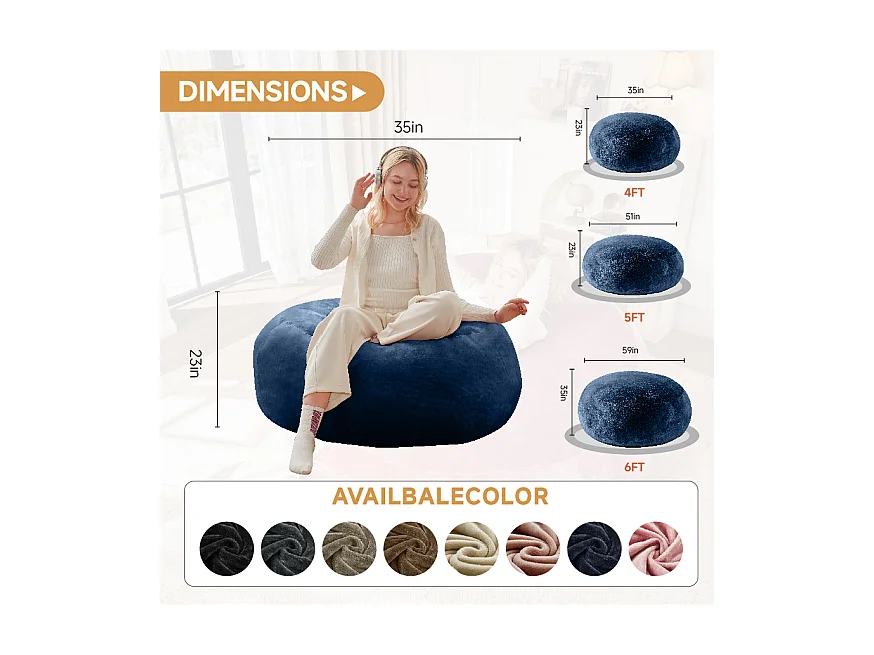 Borse da sella giganti, design ergonomico e ultra confortevole, schiuma, blu (90x90x50cm)