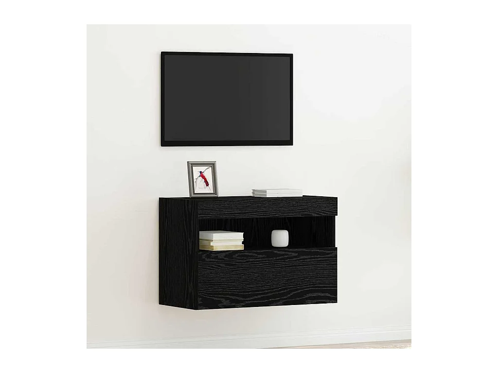 Meuble TV avec éclairage LED Chêne noir 60x30x40 cm