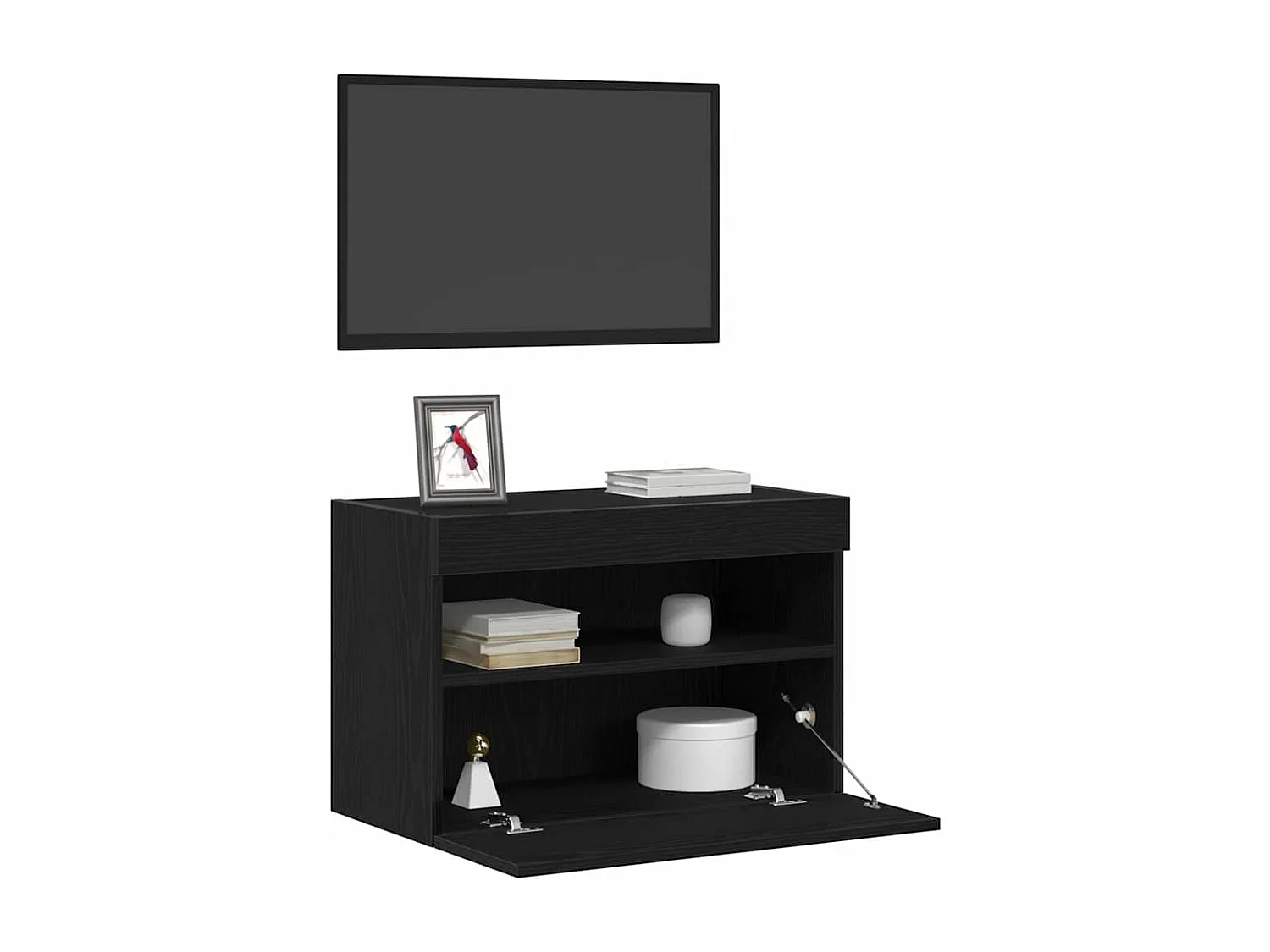 Meuble TV avec éclairage LED Chêne noir 60x30x40 cm