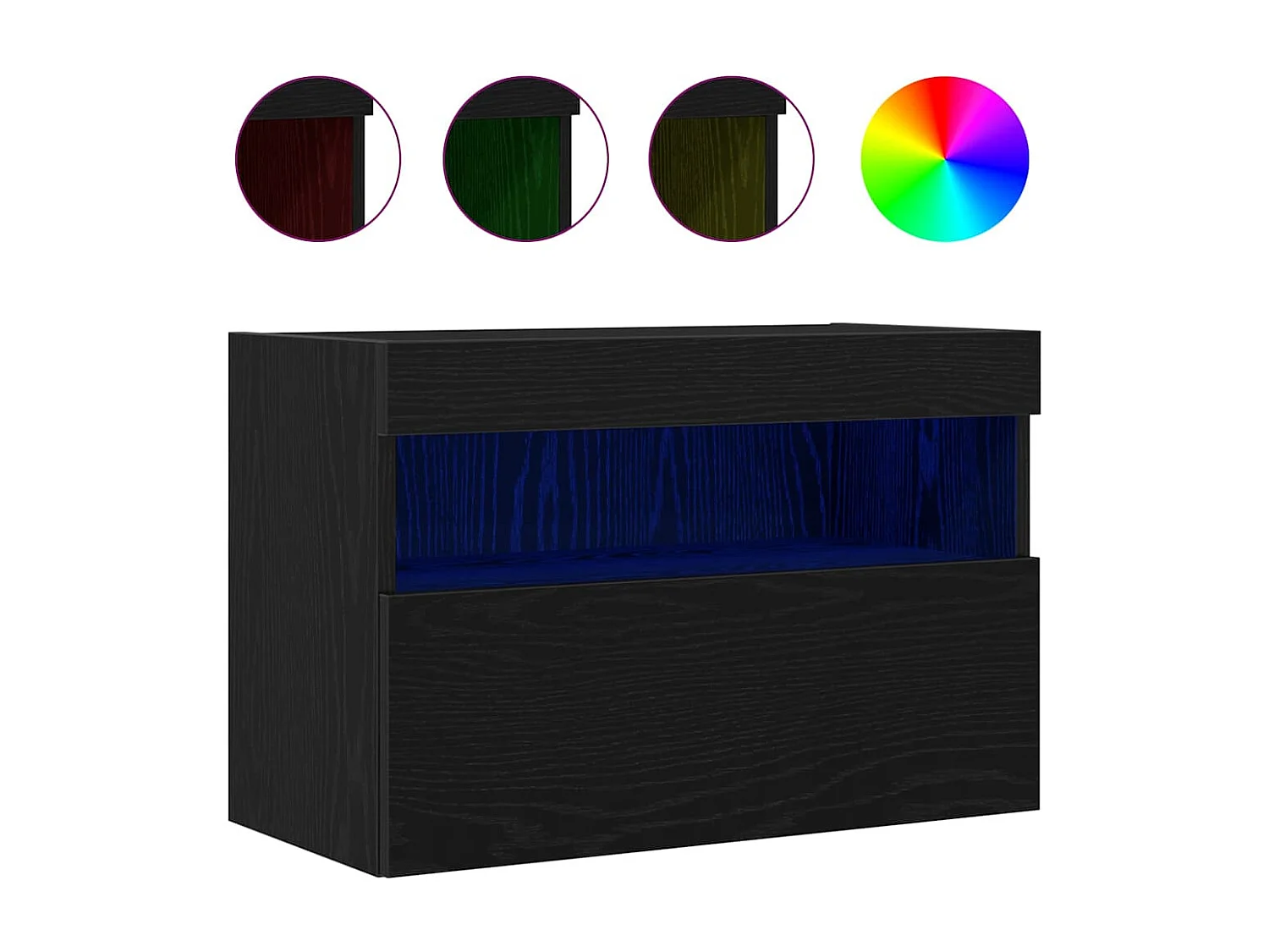 Meuble TV avec éclairage LED Chêne noir 60x30x40 cm