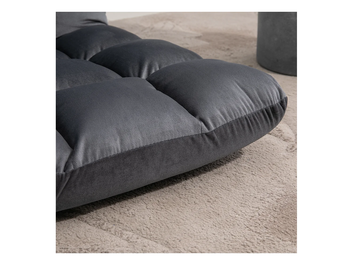 Fauteuil pliant convertible 3-en-1, dossier réglable 13 positions, polyester, gris foncé, rembourrage mousse (55x71x53.5cm)