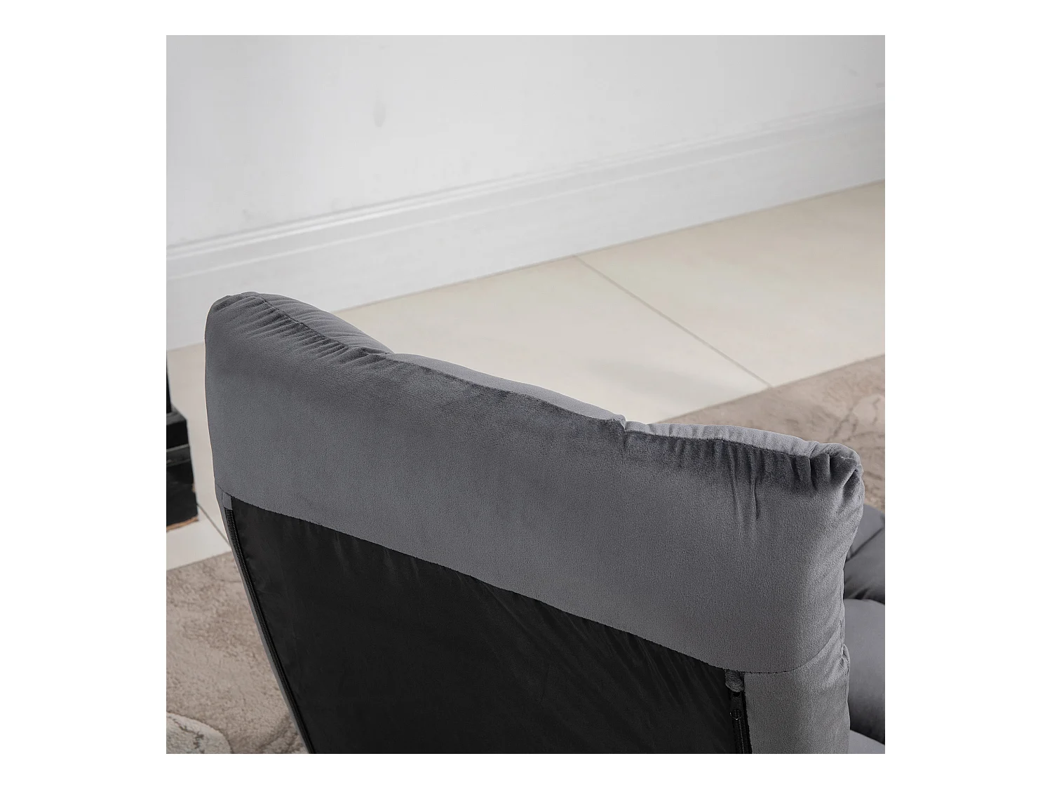 Fauteuil pliant convertible 3-en-1, dossier réglable 13 positions, polyester, gris foncé, rembourrage mousse (55x71x53.5cm)