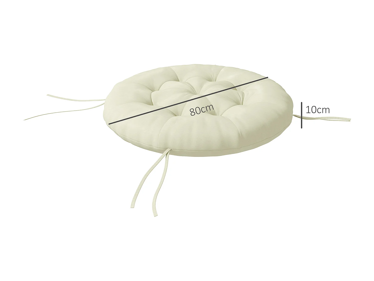 Housse de coussin de chaise de jardin rembourrée, confortable, polyester, beige (80x80x10 cm)