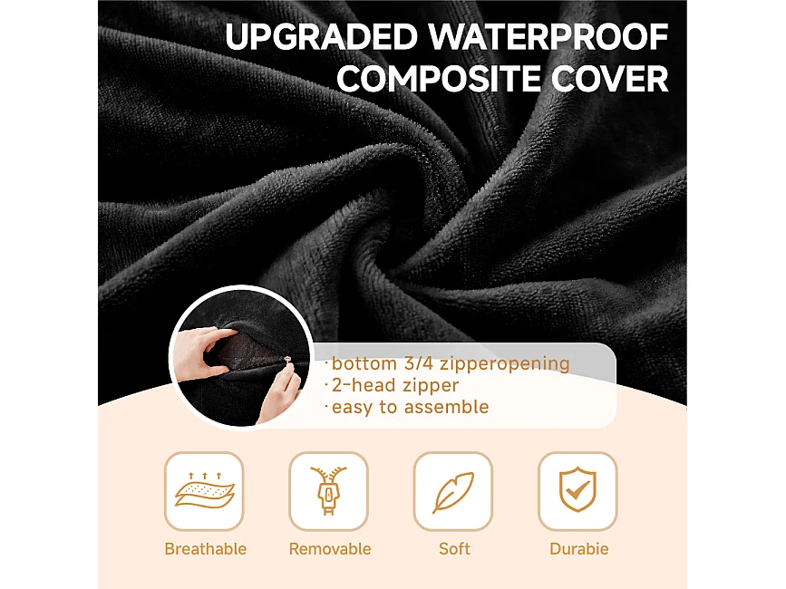 Sac de siège géant ultra-confortable, rembourrage en mousse, noir (90x90x50cm)