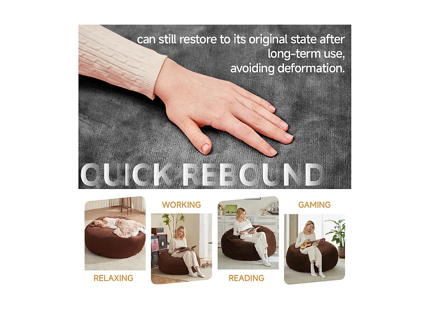 Reuze schuimzitzak, comfortabele en aanpasbare zitplaats voor woonkamer of slaapkamer, donkergrijs (90x90x50cm)