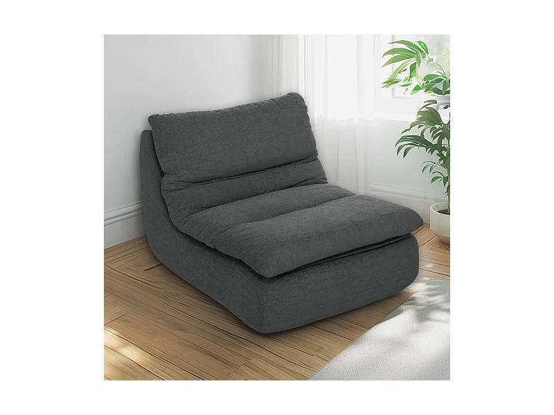 Fauteuil de sol en mousse haute densité, housse lavable, polyester, gris (103x82x75cm)
