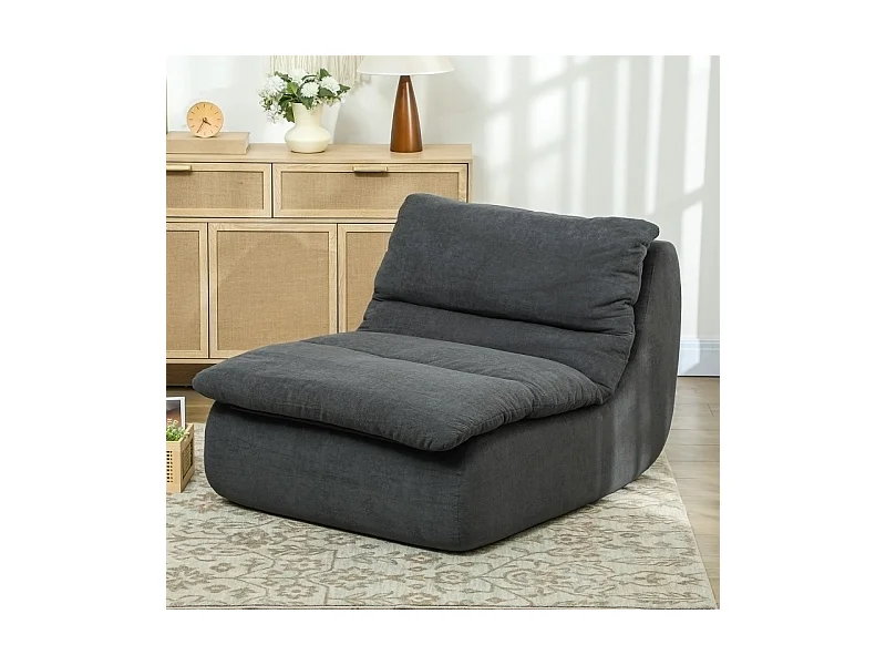 Silla de suelo de espuma de alta densidad, funda lavable, poliéster, gris (103x82x75cm)