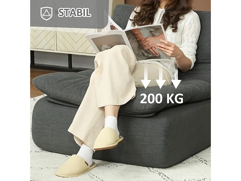 Fauteuil de sol en mousse haute densité, housse lavable, polyester, gris (103x82x75cm)