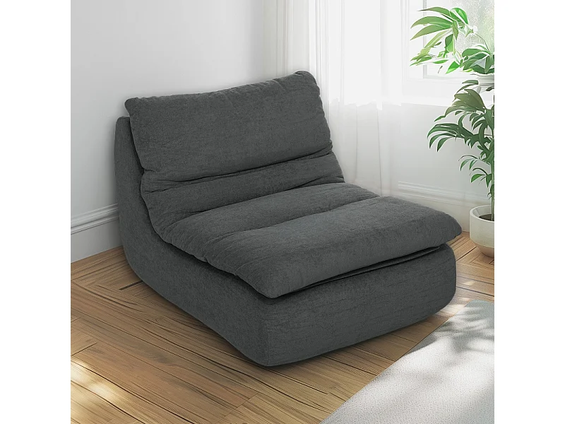 Fauteuil de sol en mousse haute densité, housse lavable, polyester, gris (103x82x75cm)