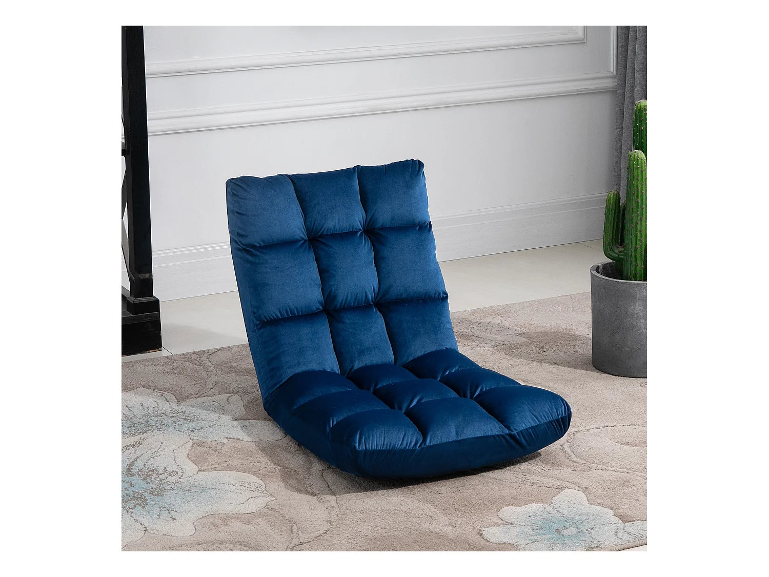 3-in-1 converteerbare opvouwbare fauteuil met 13-positie verstelbare rugleuning, schuim en metaal, blauw (55x71x53,5cm)