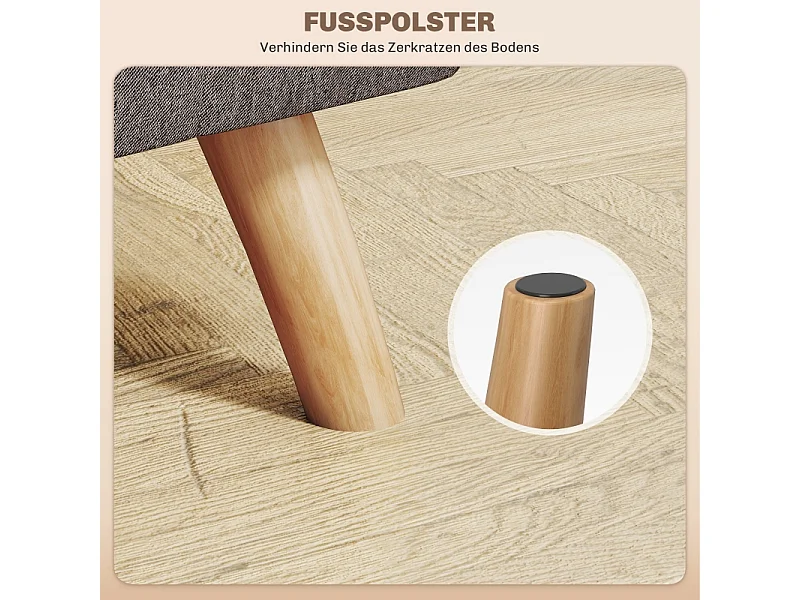 Woonkamerkruk met houten onderstel, modern design, linnenlook polyester, grijs (27x27x26 cm)