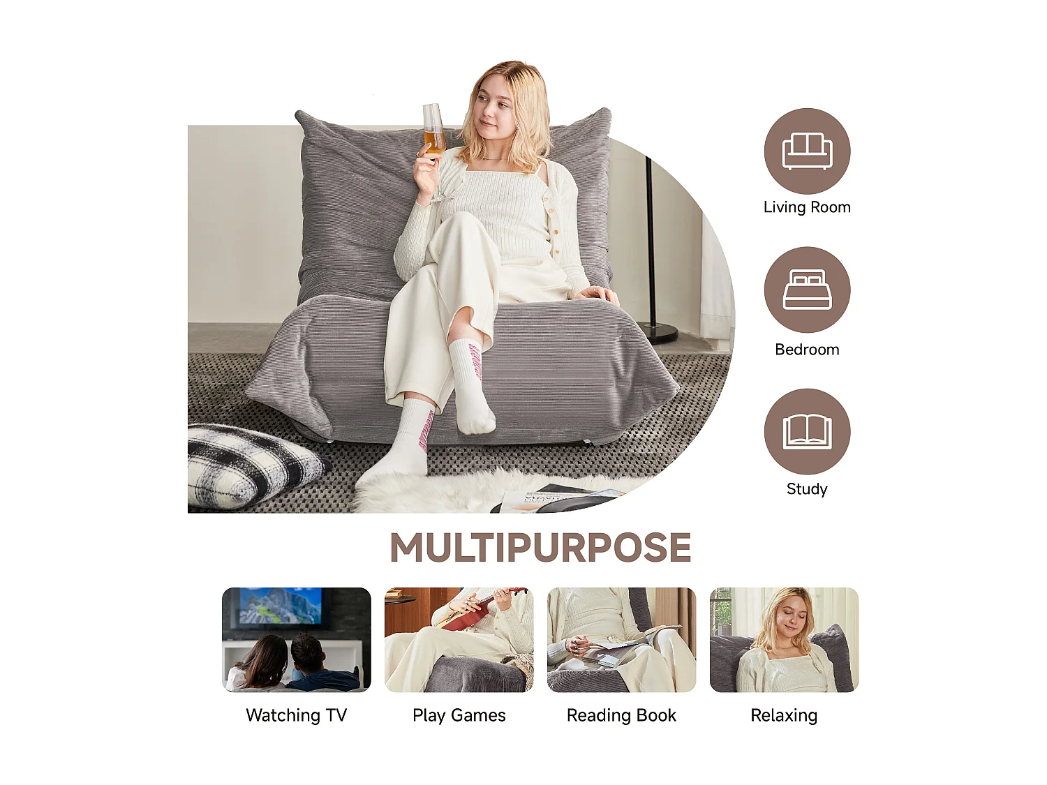 Canapé d'angle modulable, mousse mémoire ultra-douce, tissu résistant, gris clair (105x95x85cm)