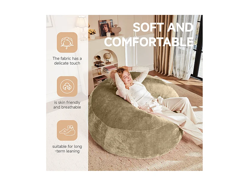 Borse da sella giganti, design ergonomico e ultra confortevole, schiuma, albicocca (150x150x60cm)