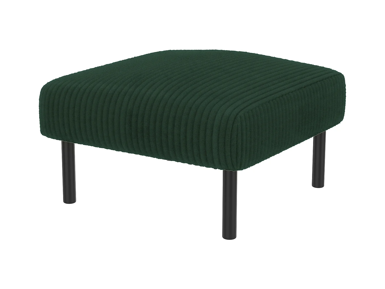 Tabouret en velours côtelé premium, design contemporain, métal et mousse, émeraude (60x56x18 cm)