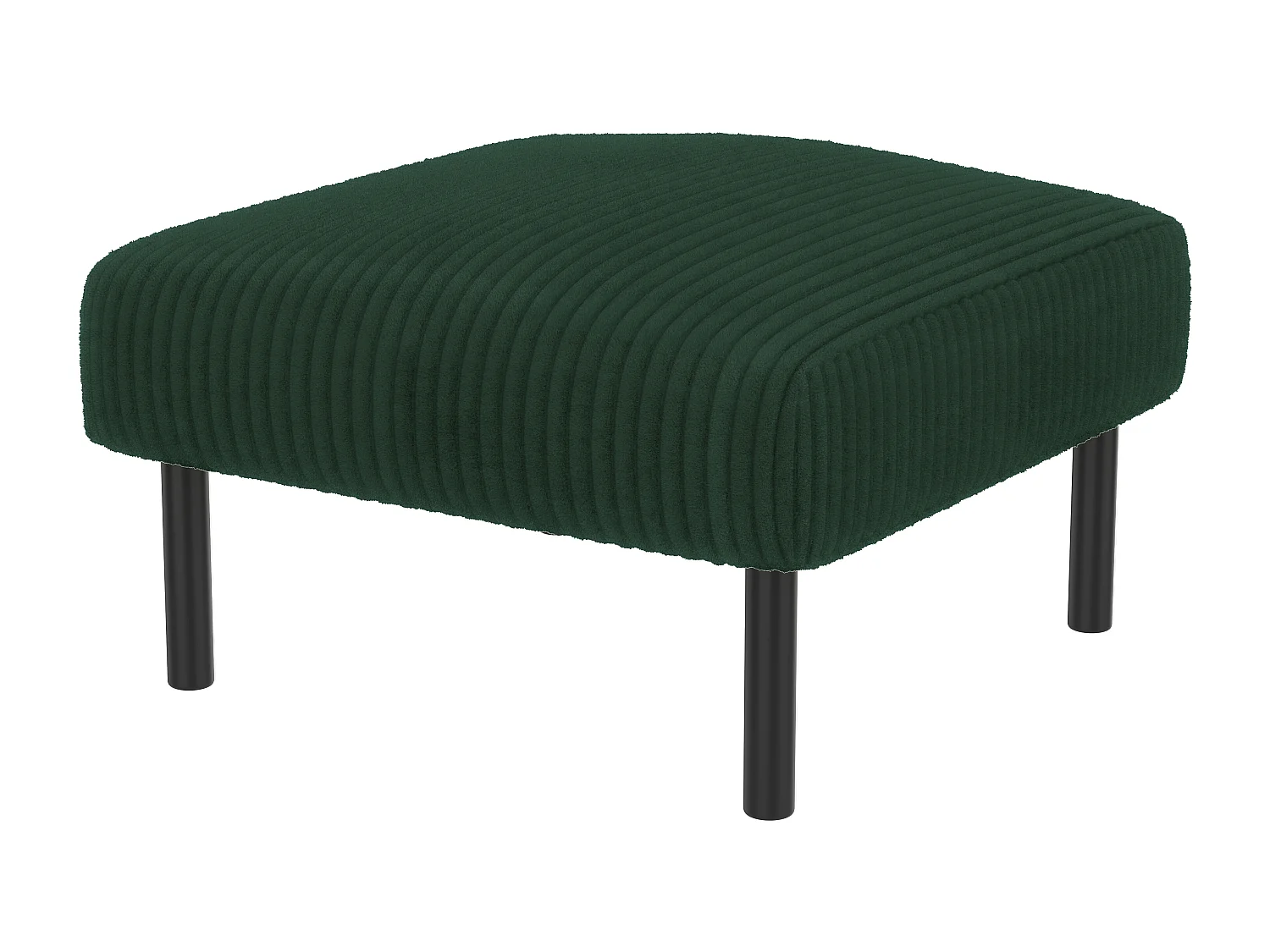 Tabouret en velours côtelé premium, design contemporain, métal et mousse, émeraude (60x56x18 cm)