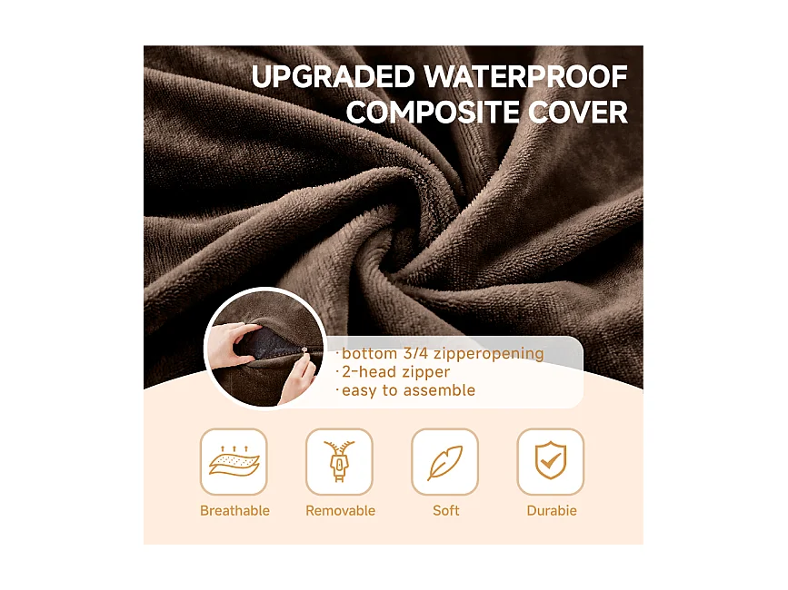 Sacs de siège géant ultra-confortable, rembourrage en mousse, marron (120x120x60cm)