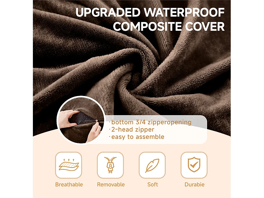 Sacs de siège géant ultra-confortable, rembourrage en mousse, marron (120x120x60cm)