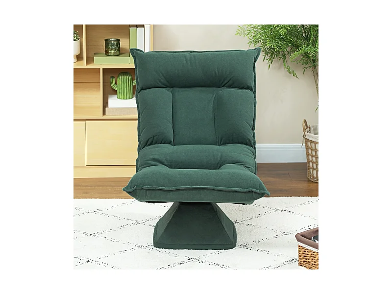 Fauteuil pivotant à 360° avec dossier réglable 5 positions, polyester rembourré, vert (70x62x95cm)