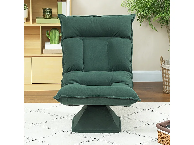 360° draaibare fauteuil met 5-positie verstelbare rugleuning, gewatteerd polyester, groen (70x62x95cm)