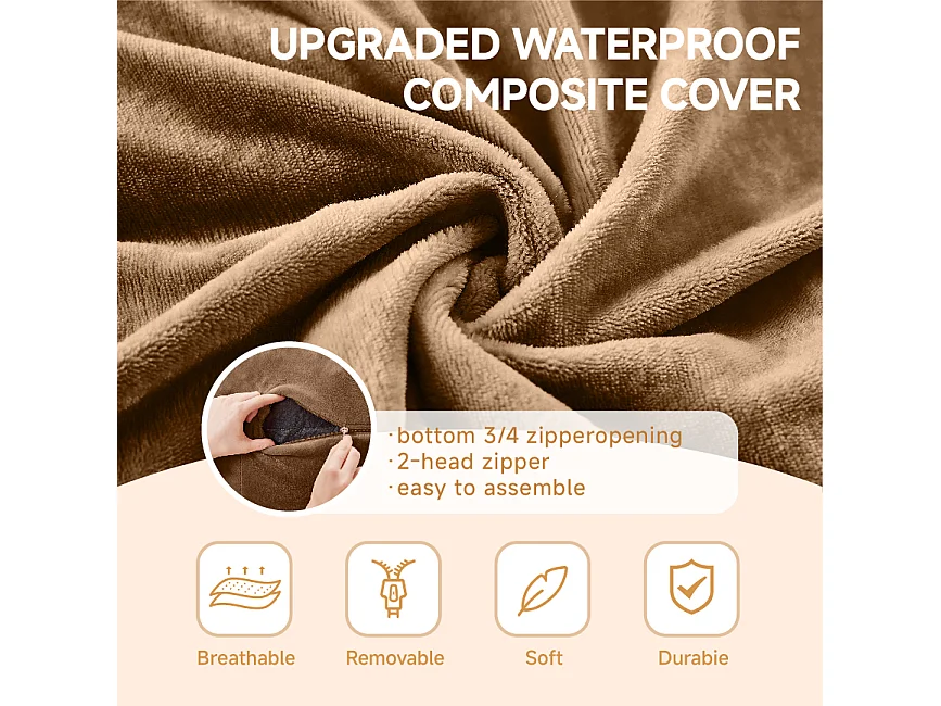 Sacs de siège géant ultra-confortable, mousse, couleur café (150x150x60 cm)