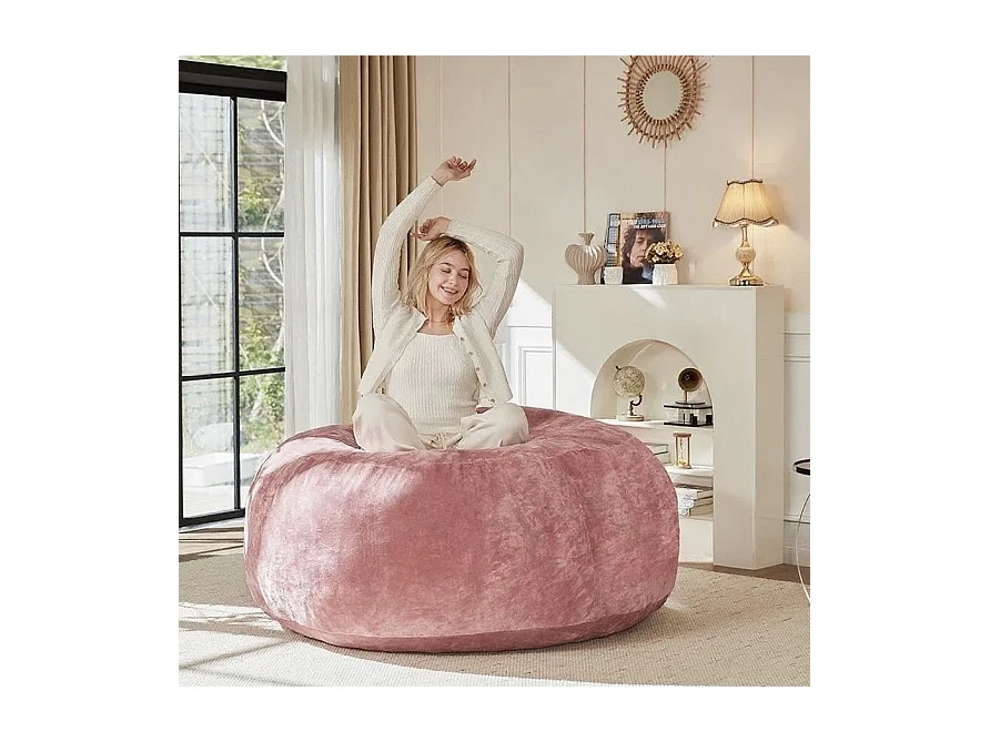 Fauteuil poire en mousse, confortable et ergonomique, lavable, rose (45x35x20cm)
