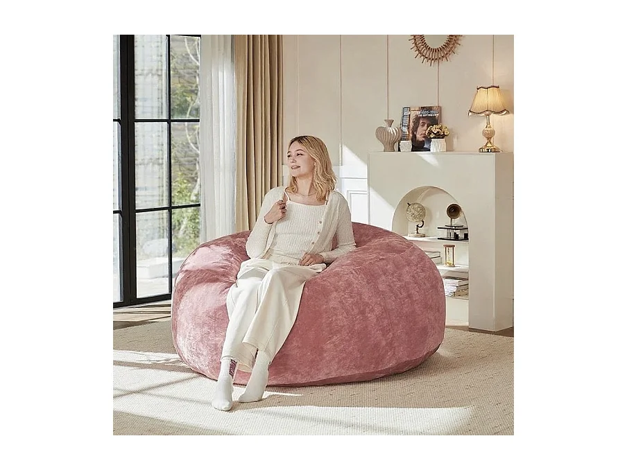 Fauteuil poire en mousse, confortable et ergonomique, lavable, rose (45x35x20cm)