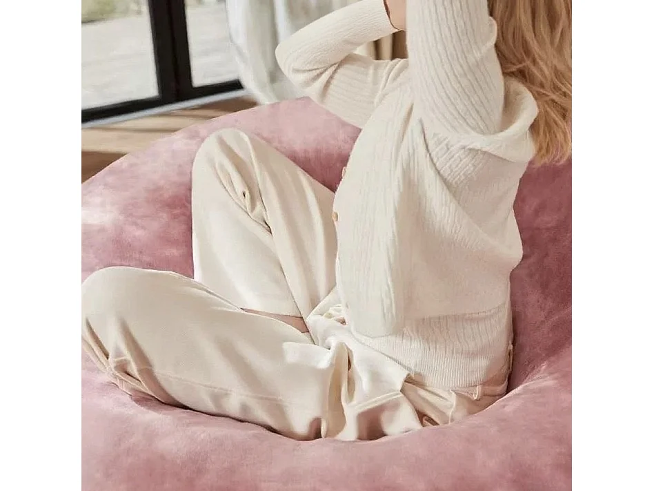 Fauteuil poire en mousse, confortable et ergonomique, lavable, rose (45x35x20cm)