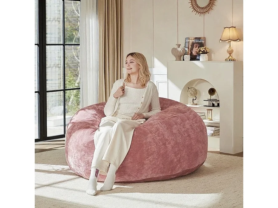 Fauteuil poire en mousse, confortable et ergonomique, lavable, rose (45x35x20cm)