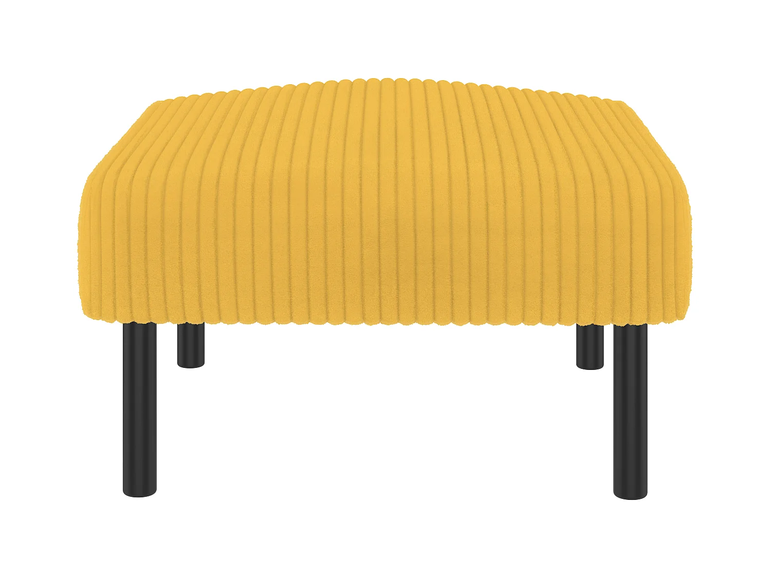 Pouf en velours côtelé, design contemporain, métal et mousse, jaune, polyvalent (56x51x39cm)