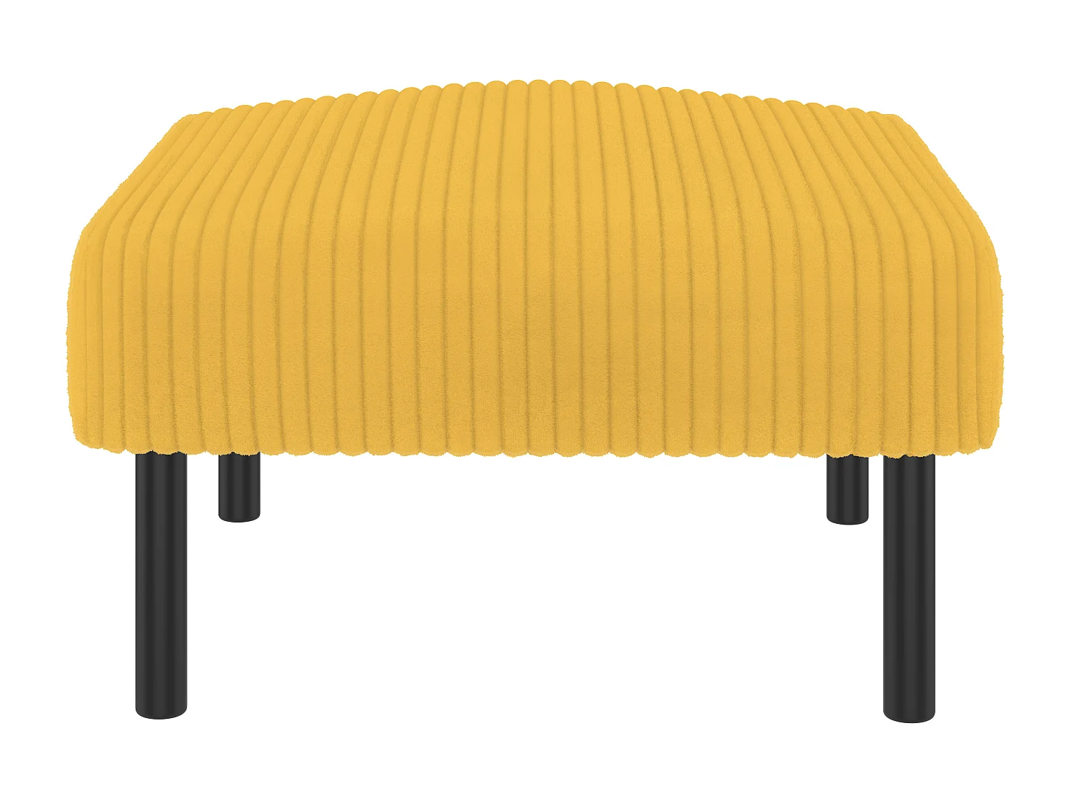 Pouf en velours côtelé, design contemporain, métal et mousse, jaune, polyvalent (56x51x39cm)