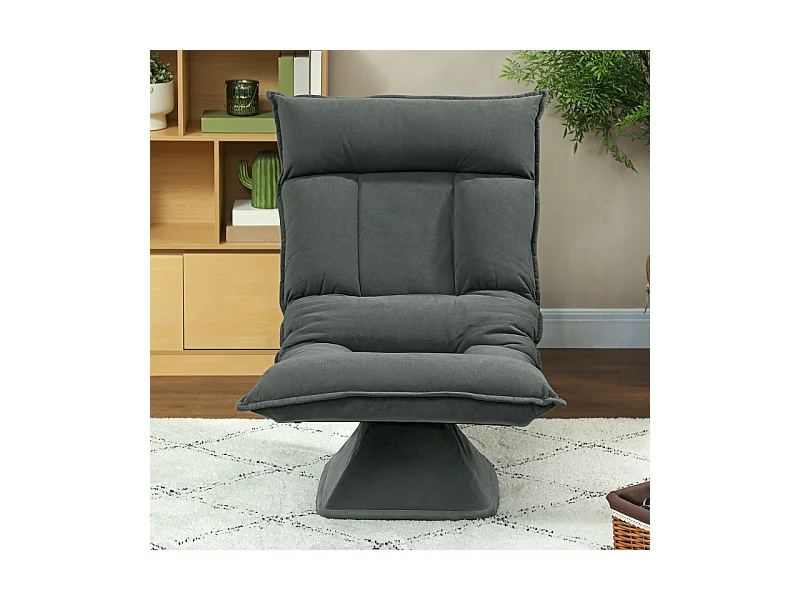 Fauteuil pivotant à 360° avec dossier réglable 5 positions, polyester, gris foncé (70x62x95cm)
