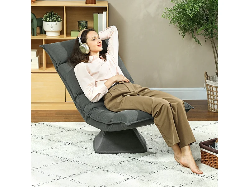 Poltrona girevole a 360° con schienale regolabile in 5 posizioni, poliestere, grigio scuro (70x62x95cm)