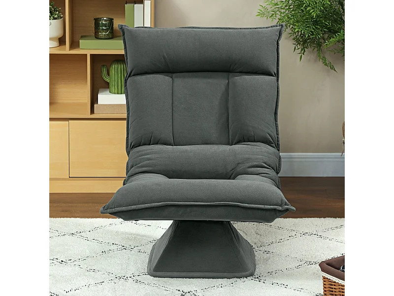 Poltrona girevole a 360° con schienale regolabile in 5 posizioni, poliestere, grigio scuro (70x62x95cm)