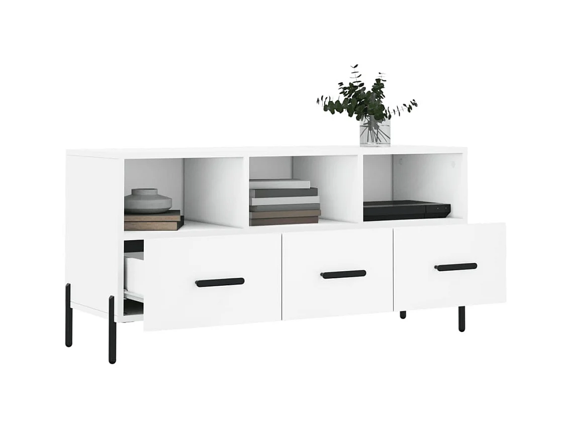 Meuble TV blanc 102x36x50 cm bois d'ingénierie