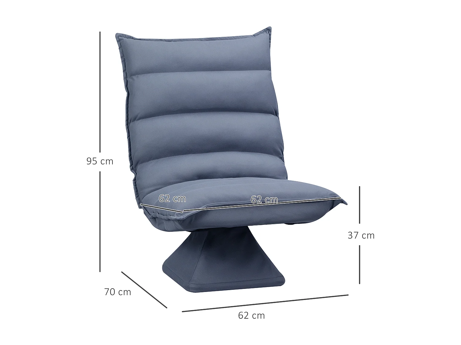 Fauteuil pivotant méditation, dossier réglable 5 positions, microfibre, gris, avec repose-pieds intégré (62x70x95cm)