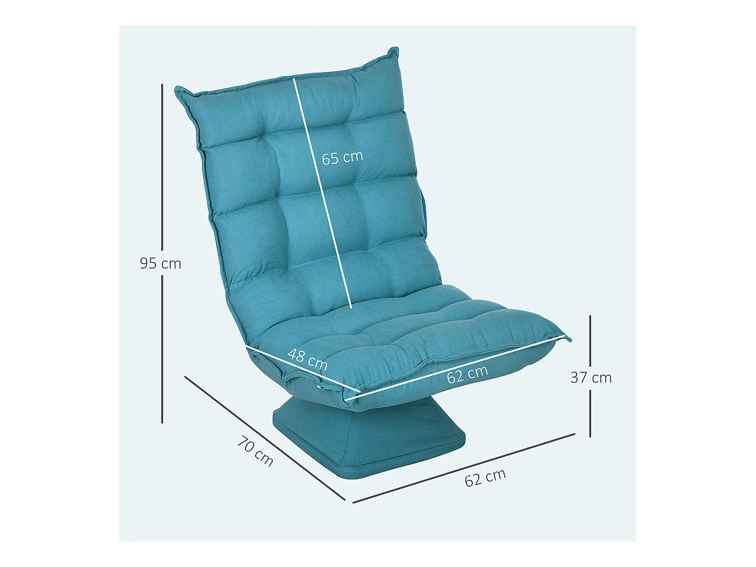 Verstelbare draaibare vloerstoel, elegant design, staal, blauw, met verstelbare rugleuning (62x70x95cm)